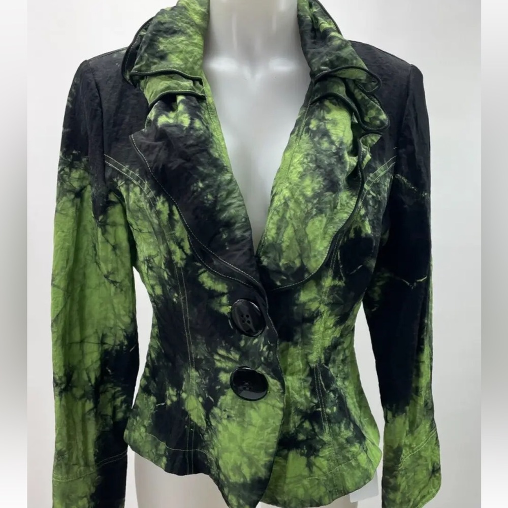 SAINT GIL Paris Lime Green & Black Tie Dye Jacket Blazer - Size Large